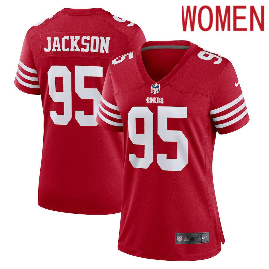 Women San Francisco 49ers #95 Drake Jackson Nike Scarlet Game Player NFL Jersey
